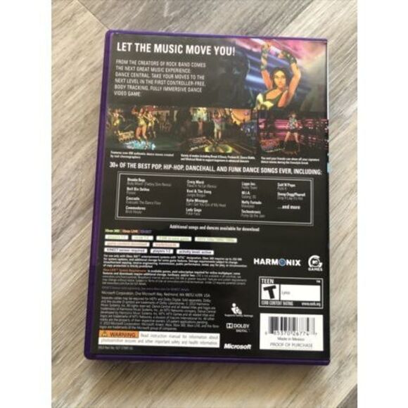 Dance Central Xbox 360 Game With Manual - Picture 3 of 6